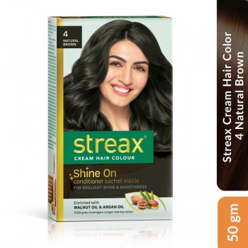 Streax Cream Hair Color 4 Natural Brown, 50 gm